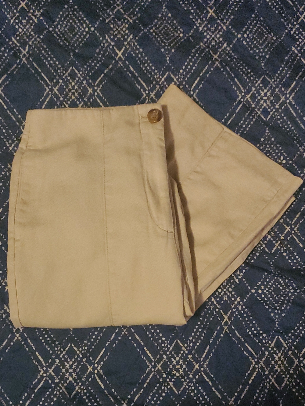 Cream Seam Front High Waist Wide Leg Trousers